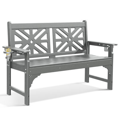 Banc d'extérieur avec porte-gobelets, banc de véranda toutes saisons Hdpe