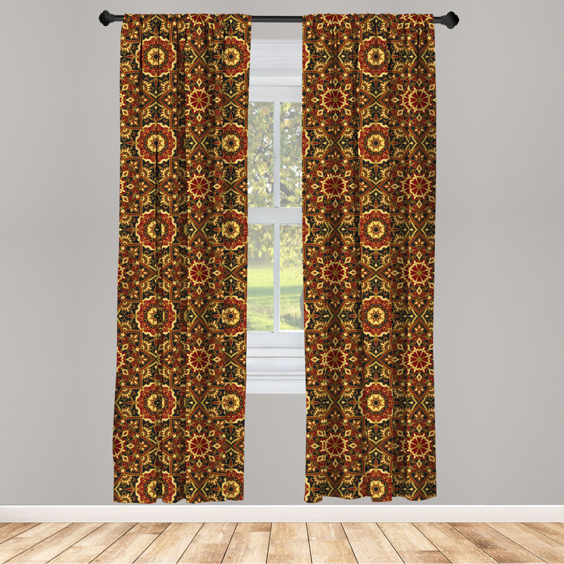 Turkish Pattern Semi-Sheer Rod Pocket Curtain Panels, 28" x 63"