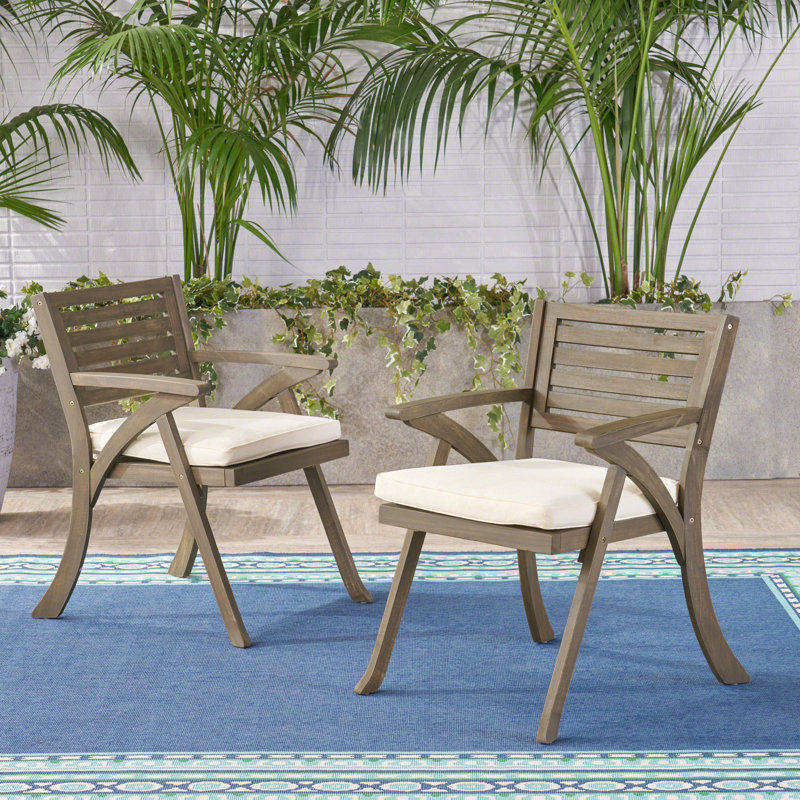 Chaise d'extérieur en bois d'acacia, gris et crème