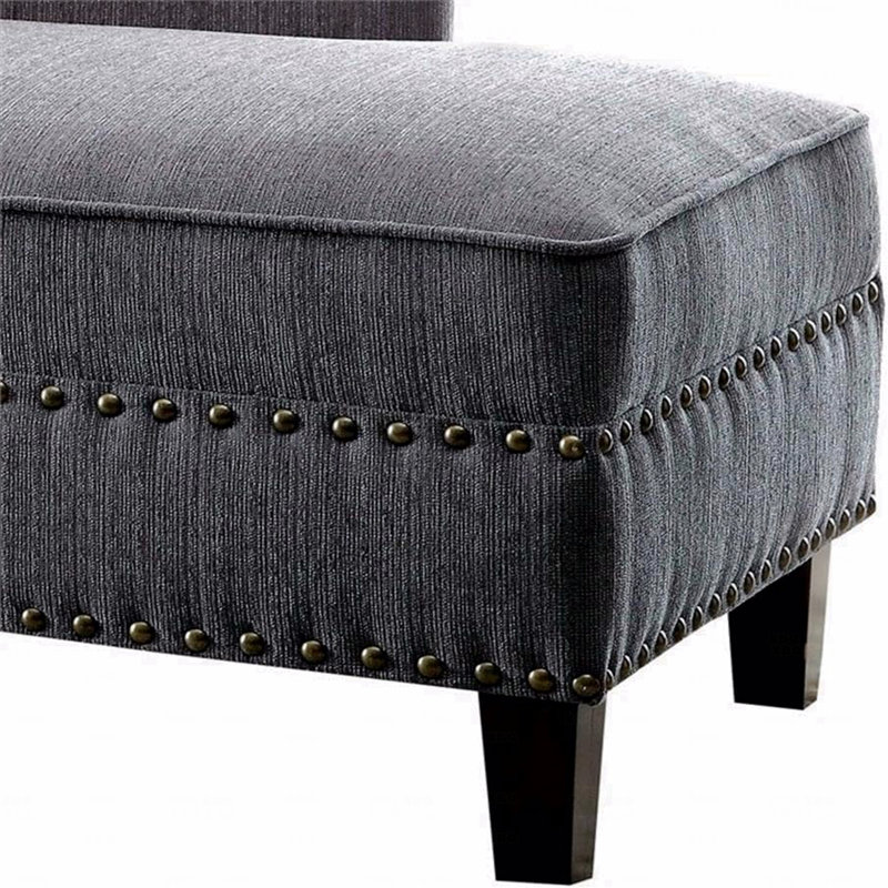 Méridienne rembourrée en tissu gris, Gris