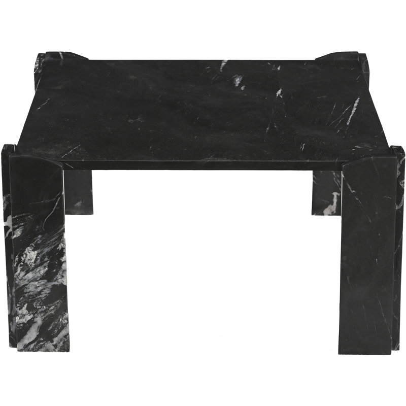 Table basse Abe en marbre véritable noir, Noir