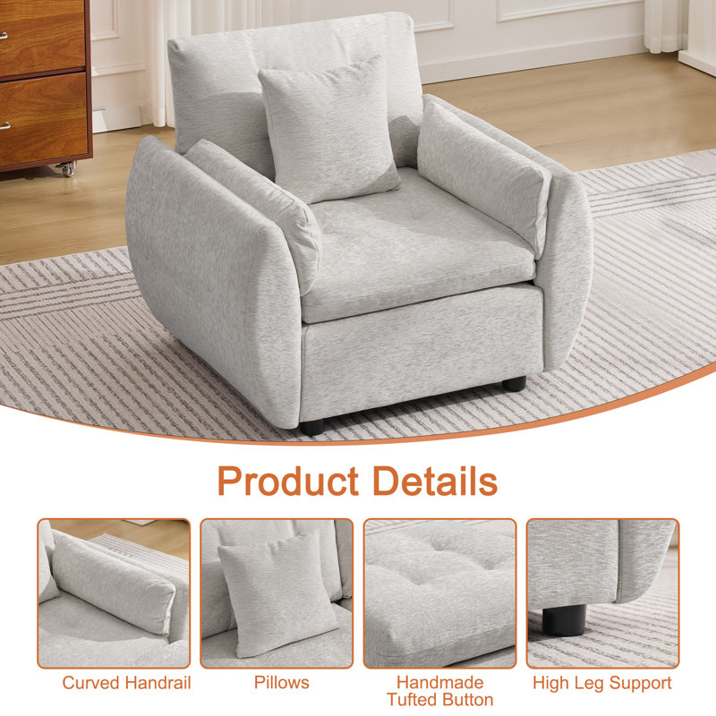 Ensemble de fauteuil d'appoint avec repose-pieds, Gris clair, Non