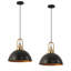 Luminaire suspendu industriel à 1 lumière de style ferme noir mat pour îlot de cuisine (paquet de 2)