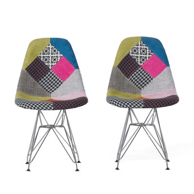 Paire de chaises d'appoint géométriques de style bohémien avec pieds et chaises colorées, en métal et faciles à entretenir