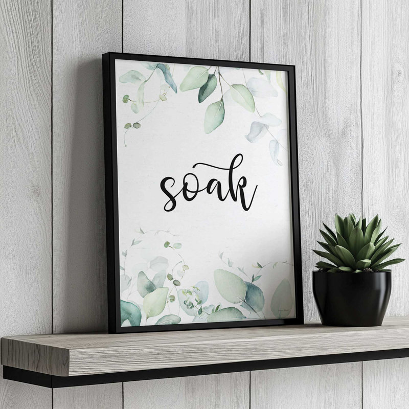 Soak Leaves par lettrage et doublure, L 24 po x H 32 po, Noir, Impression encadrée