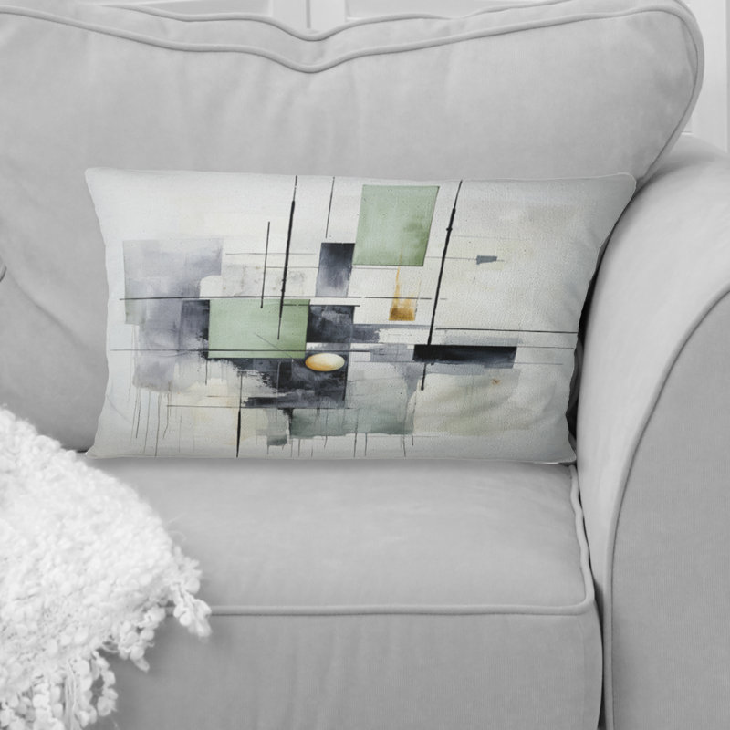 Coussin décoratif blanc à motif de suprématisme harmonieux I - Abstract