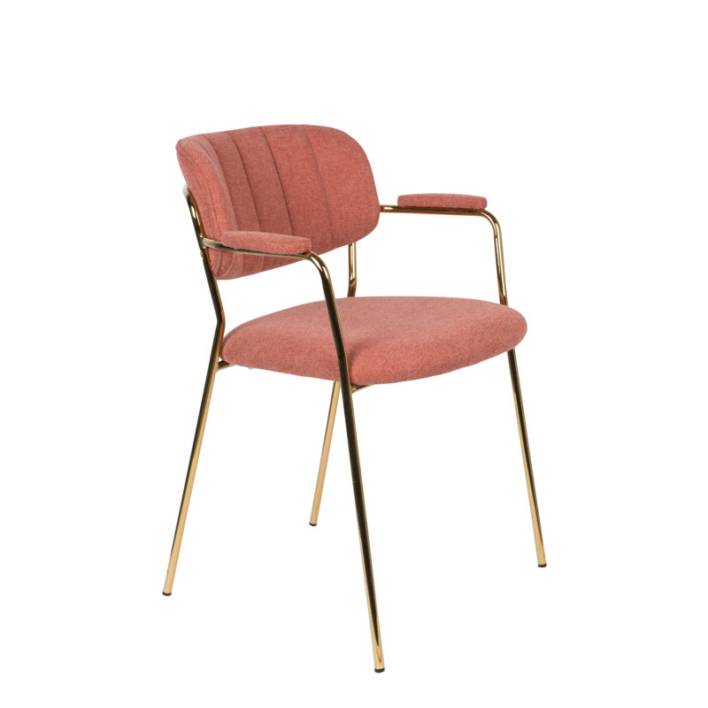 Jolien Upholstered Arm Chair, Gold, Pink