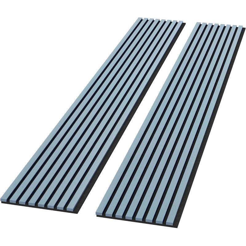 Panneaux muraux en bois insonorisés, ensemble de 2 panneaux muraux en bois 94,49 po x 12,6 po ROOMTE, Bleu ciel