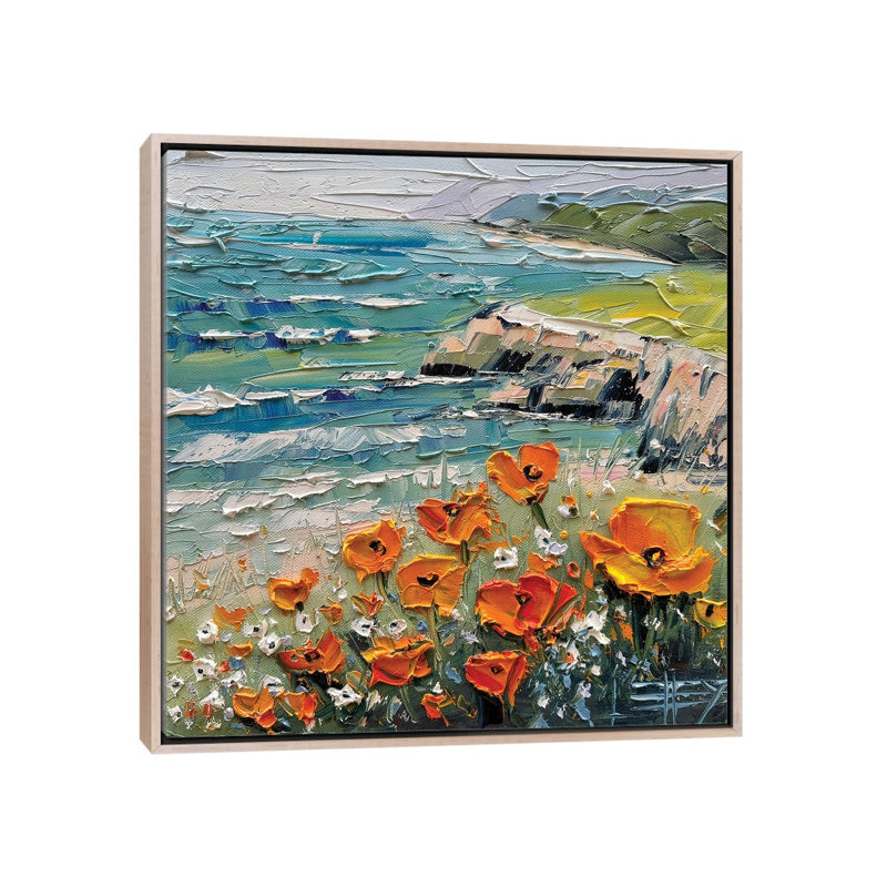 Coastal Gaze, California 1 Piece Wall Art on Canvas, 66.04 cm H x 66.04 cm W x 4.445 cm D, Natural Wood