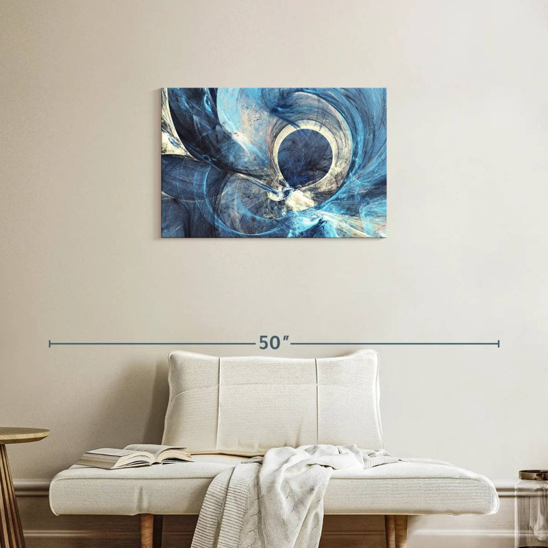 Avery gris et bleu abstrait, H 20 po x l 30 po