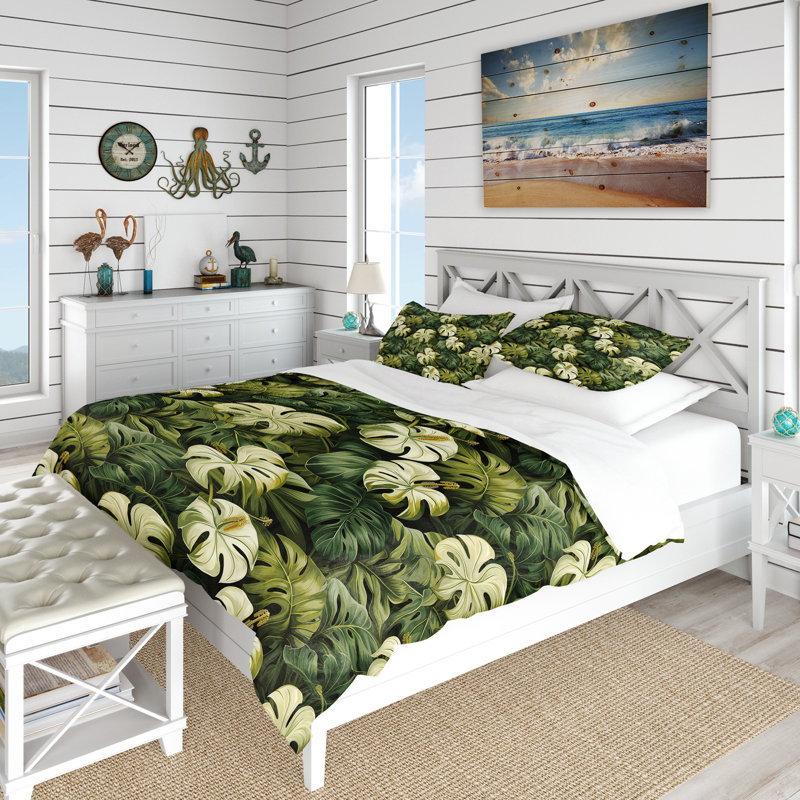 Literie Monstera Elegance, Housse de couette pour très grand lit et 2 très