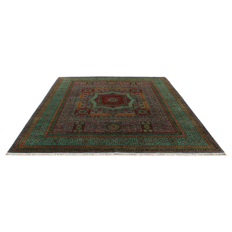 Tapis tribal turc mauve et vert 8 x 10
