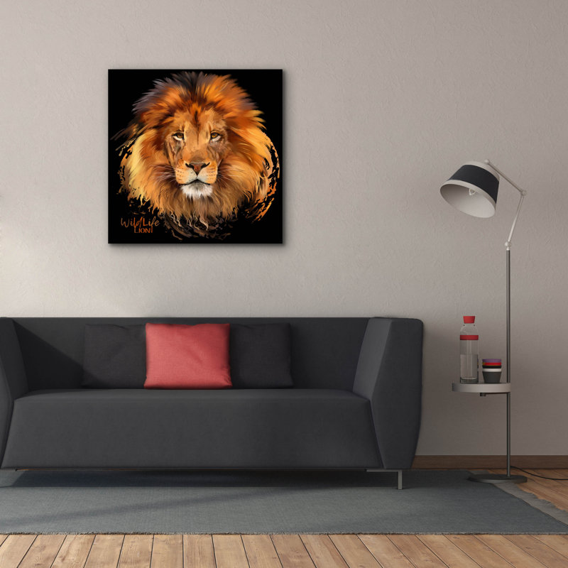 "Epic Graffiti" Lion Portrait "par Kajenna, art mural sur toile, 37 po x 37 po