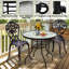Patio Round Table Tempered Glass Steel Frame Outdoor Pool Yard Garden