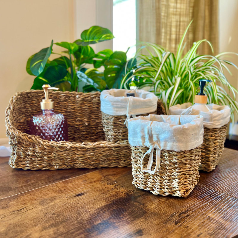 Panier de rangement doublé avec bacs amovibles, ensemble de 4
