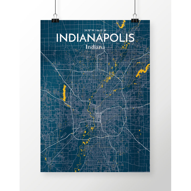Indianapolis City Map - No Frame Print, 43.2cm H x 27.9cm W x 0.13cm D