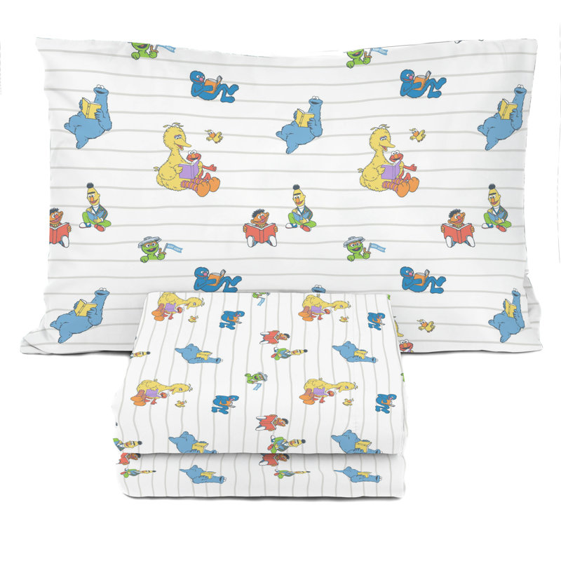 Saturday Park Sesame Street 100% Organic Cotton Twin Sheet Set, Queen