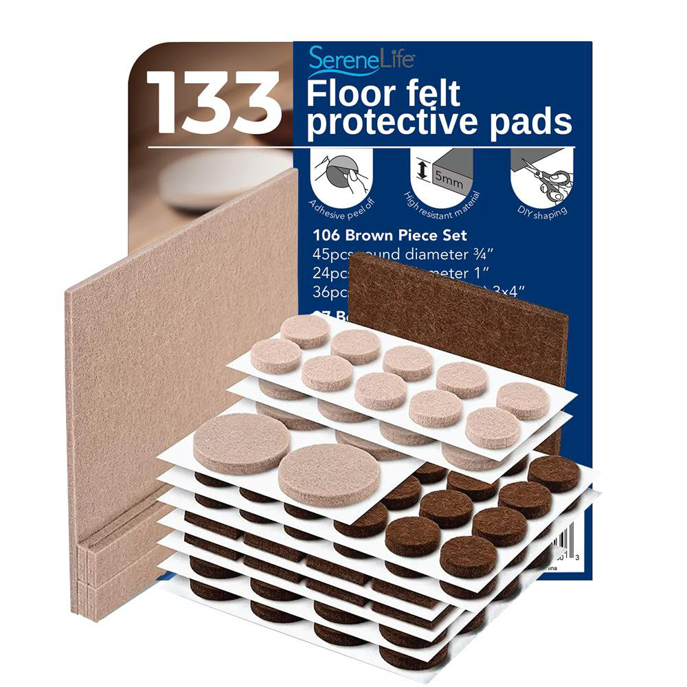 NutriChef 133 Pcs. Felt Furniture Pads Protect Various Floors Including Hardwood, Laminate