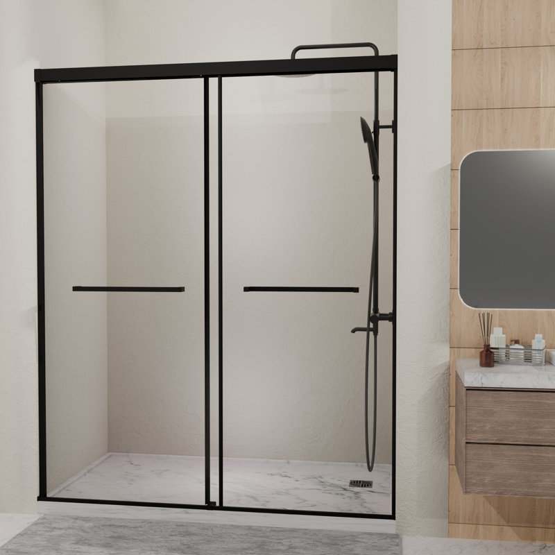 Virello Semi-Frameless Tempered Glass Double Sliding Shower Door with Leak-Proof Design