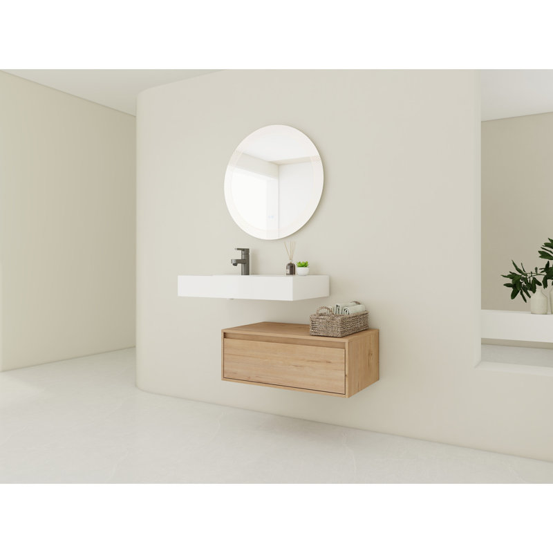 Armoire de salle de bain 30 po avec lavabo en résine - Créez une unité de rangement à atmosphère relaxante
