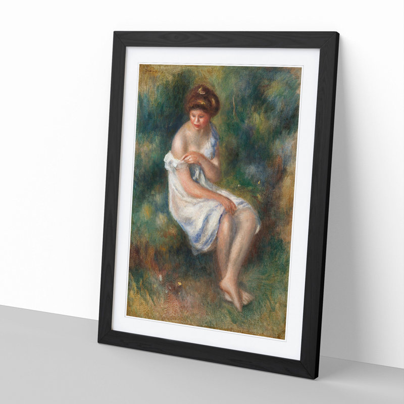 The Bather by Pierre-Auguste Renoir - Picture Frame Painting, 65cm H x 48cm W x 2cm D, Black Framed