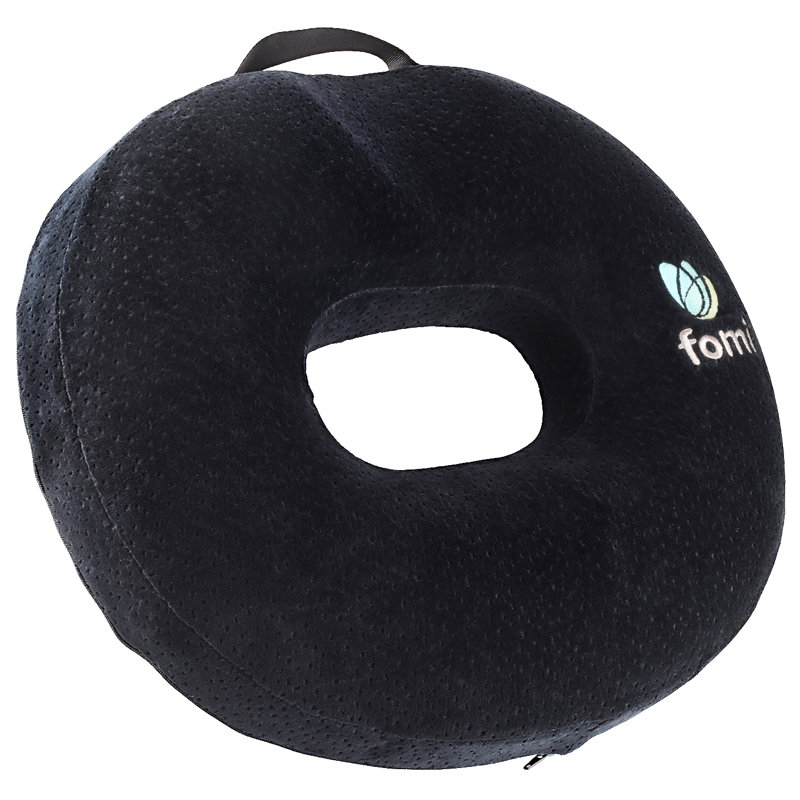 Black Memory Foam Donut Seat Cushion with Velour Cover