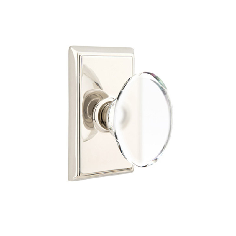 Privacy Hampton Knob with Rectangular Rose, Polished Nickel