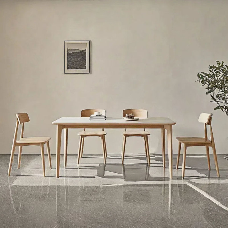 Modern simple dining table and chair combination, 29.52" H x 78.74" L x 35.43" W