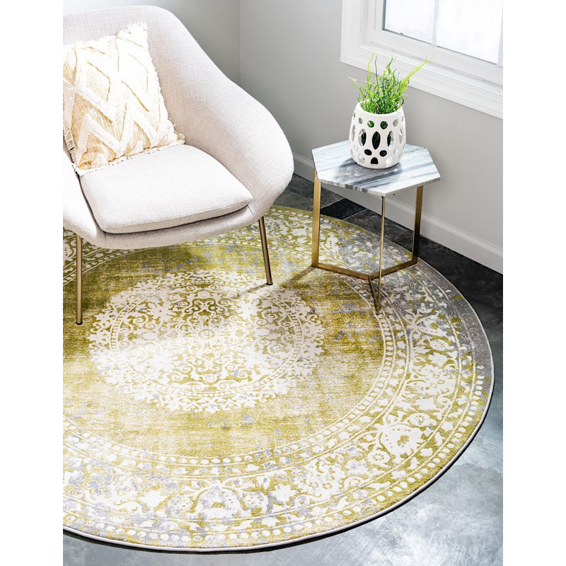 Tapis oriental Malynn, Rond 6 pi, Vert clair