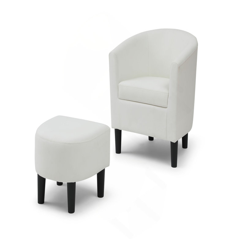 Chaise en bois massif avec repose-pieds Salem, Blanc