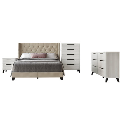 Ensemble de chambre à coucher à oreilles avec commode et commode Castle Place