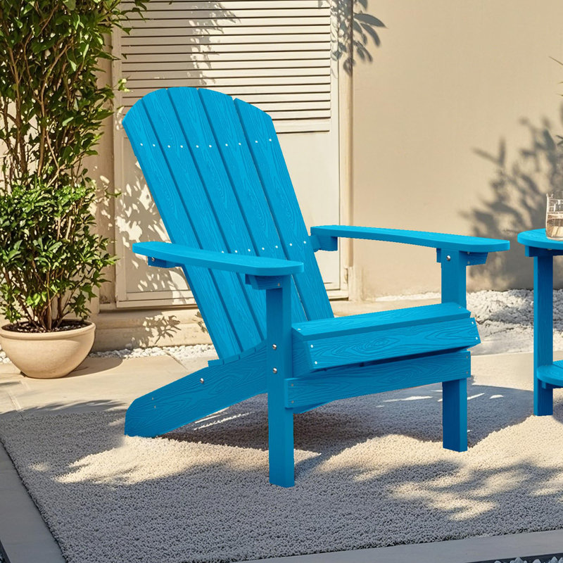 Plastic Patio Adirondack Chair, Pacific Blue