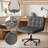 Swivel Criss Cross Legged Chair With Wheels, Armless Home Office Chair With Comfy Wide Cushion, Height Adjustable For Desk, Vanity, Bedroom, Linen, Gray-1364289797