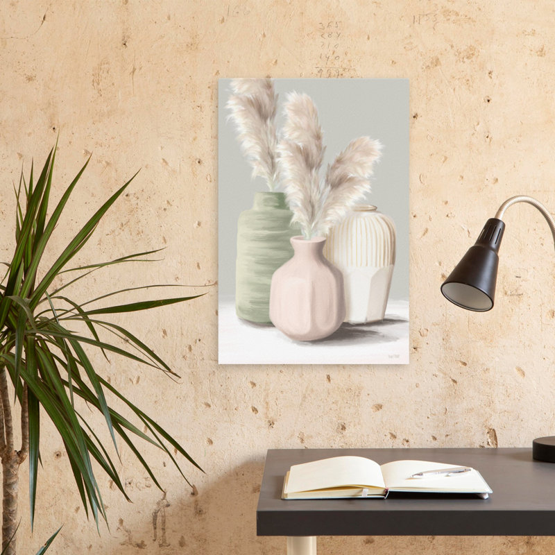 Boho Pampas - vases campagnards contemporains de style pampa dans des tons pastel, H 24 po x l 16 po