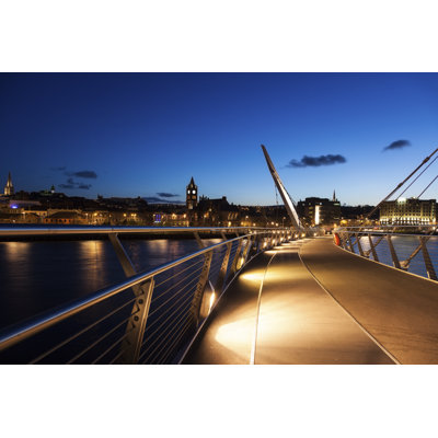 Peace Bridge In Derry by Benkrut - Wrapped Canvas Print