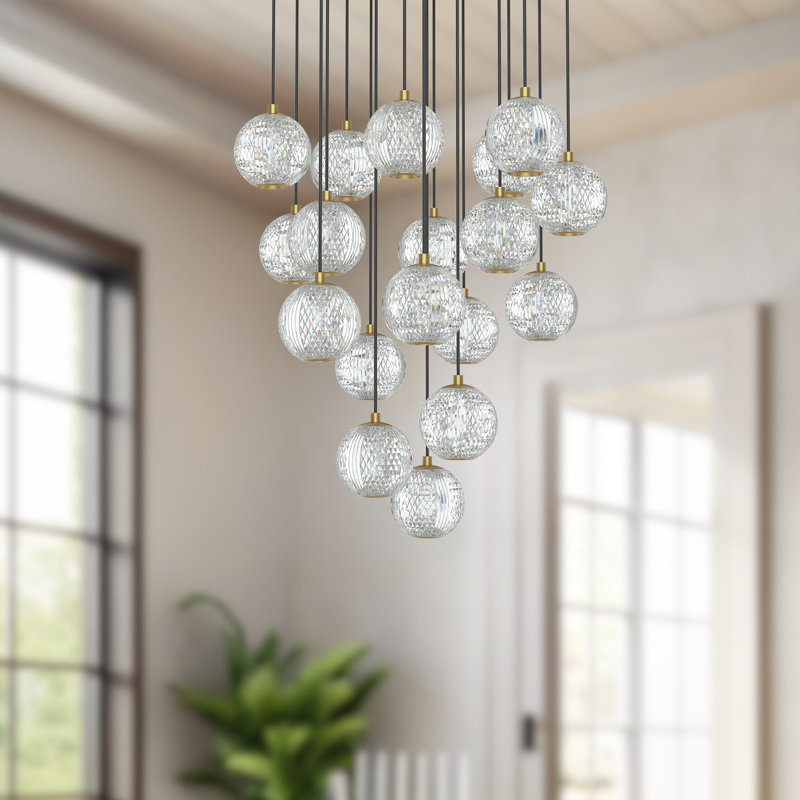 Marni 18 - Light LED Pendant, Natural Brass