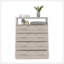 L Commode 4 tiroirs, plateau supérieur, 1 tablette ouverte - gris clair / blanc