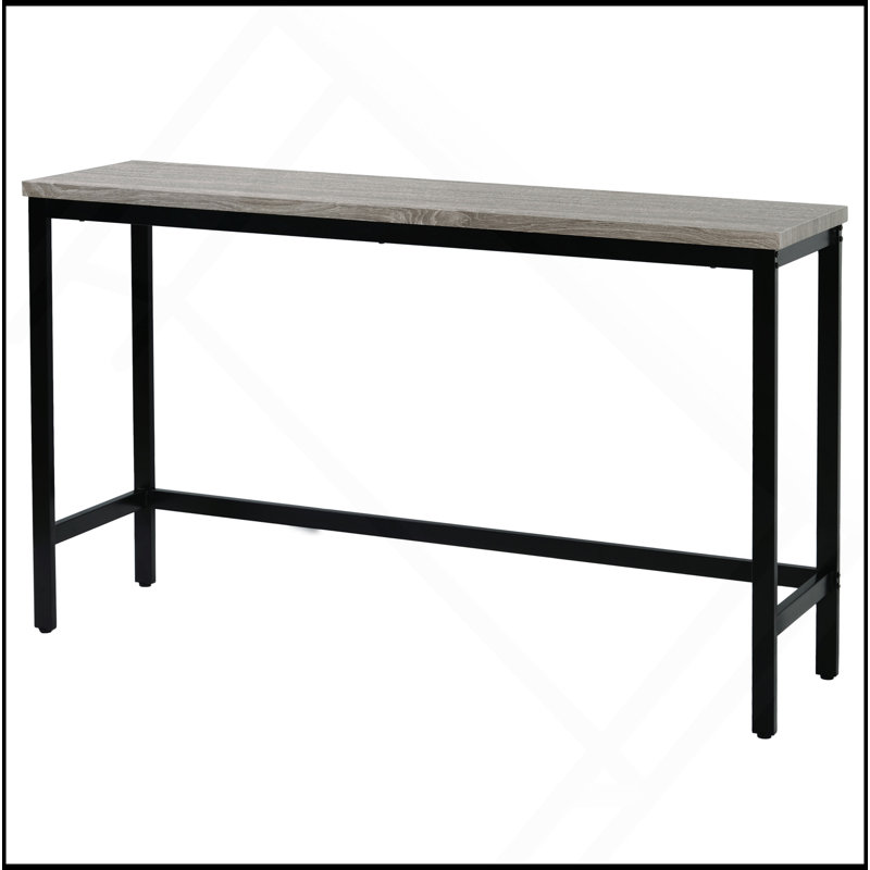 Table de salle à manger à hauteur de comptoir extra longue avec 3 tabourets, ensemble de table de pub avec repose-pieds, gris