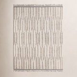 Hand Knotted Wool Geometric Area Rug in Beige/Ivory