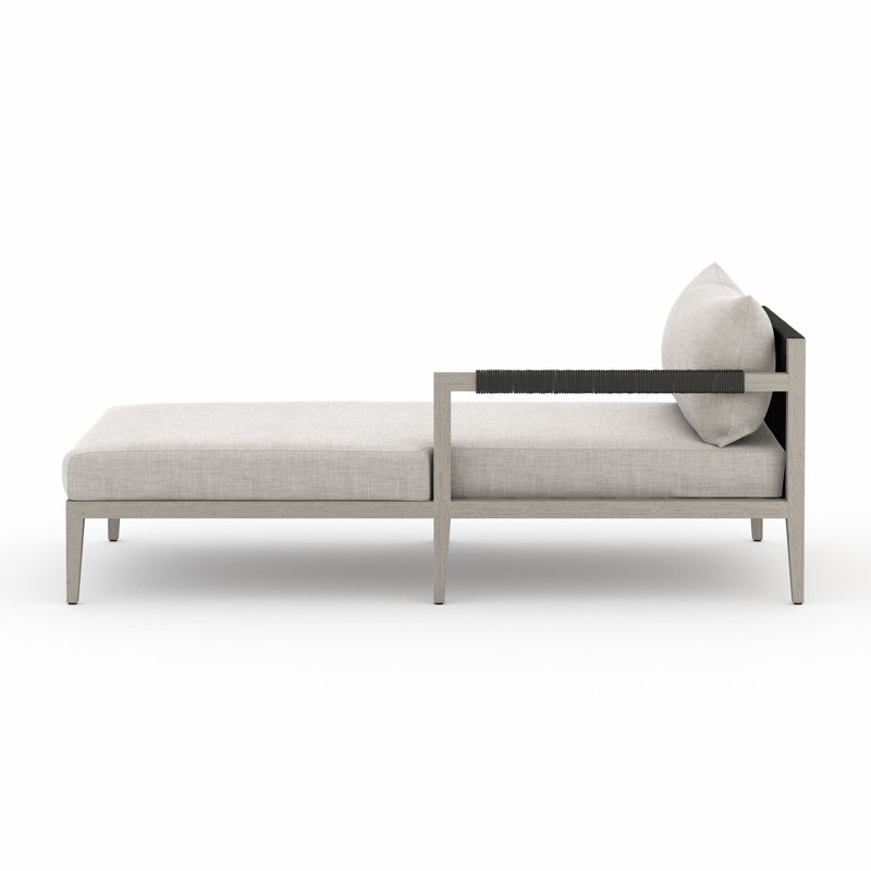 Sherwood Outdoor Chaise Lounge, Fiqa Slate Boucle, Weathered Gray/Dark Gray
