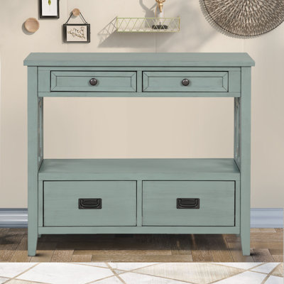 Console de style rétro avec tiroirs et pieds en bois