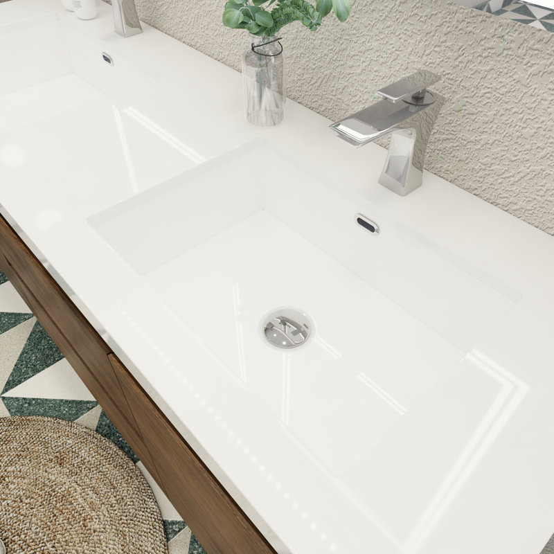 Ensemble de meuble-lavabo double 59 po Aylanna, Palissandre