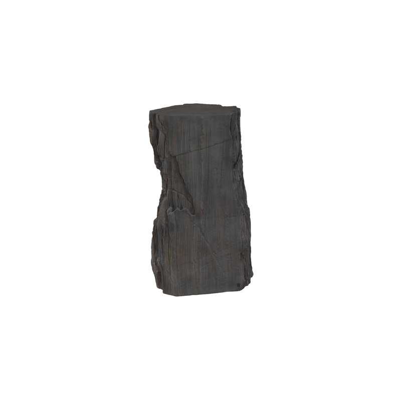 Stratified Cast Stone Pedestal, Painted Slate, 49" H x 32" W x 23" D