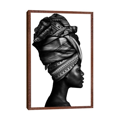 African Woman In Black And White by Danilo De Alexandria - Print on Canvas