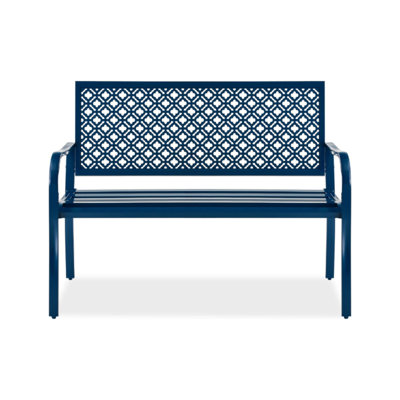 Banc en métal avec dossier géométrique