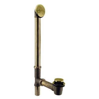 22-1/2" 17 Gauge Brass Tip-Toe Bathtub Leg Drain Assembly with 2-Hole Overflow