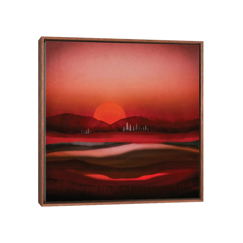 Solitude - impression d'art graphique, H 18 po x l 18 po x 1,5 po, Toile avec cadre en bois brun classique, Pas de tapis