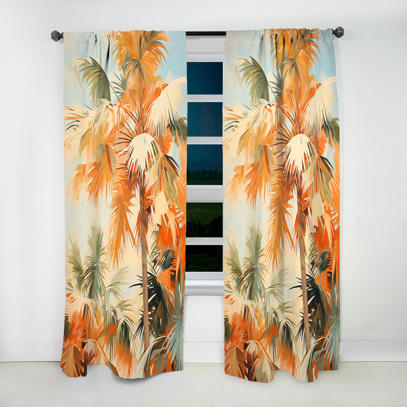 Brogden - Palm Trees Curtain - Blackout Floral Curtain - 1 Panels, 52" W x 95" L