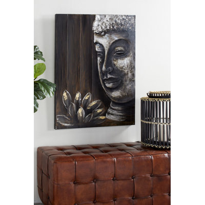 « lotus & bouddha », peinture sur bois