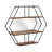 Metal 24" Hexagon Wall Shelf with Mirror, Brown 23.6"H - 26.8" x 5.9" x 23.6" - 27" x 6" x 24"